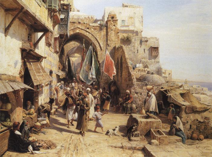 Gustav Bauernfeind Jaffa Street Scene.